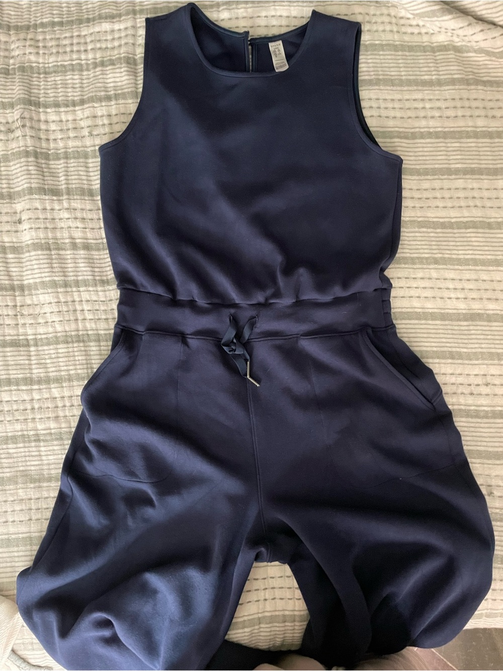 SPANX Sleeveless Navy Drawstring Waist Jumpsuit